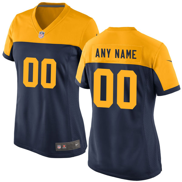 Nike Green Bay Packers Customized Navy Blue Alternate Stitched Women's NFL Jersey